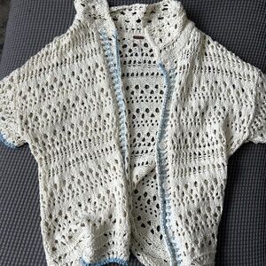 Free People Crochet Top/Cardigan Collared